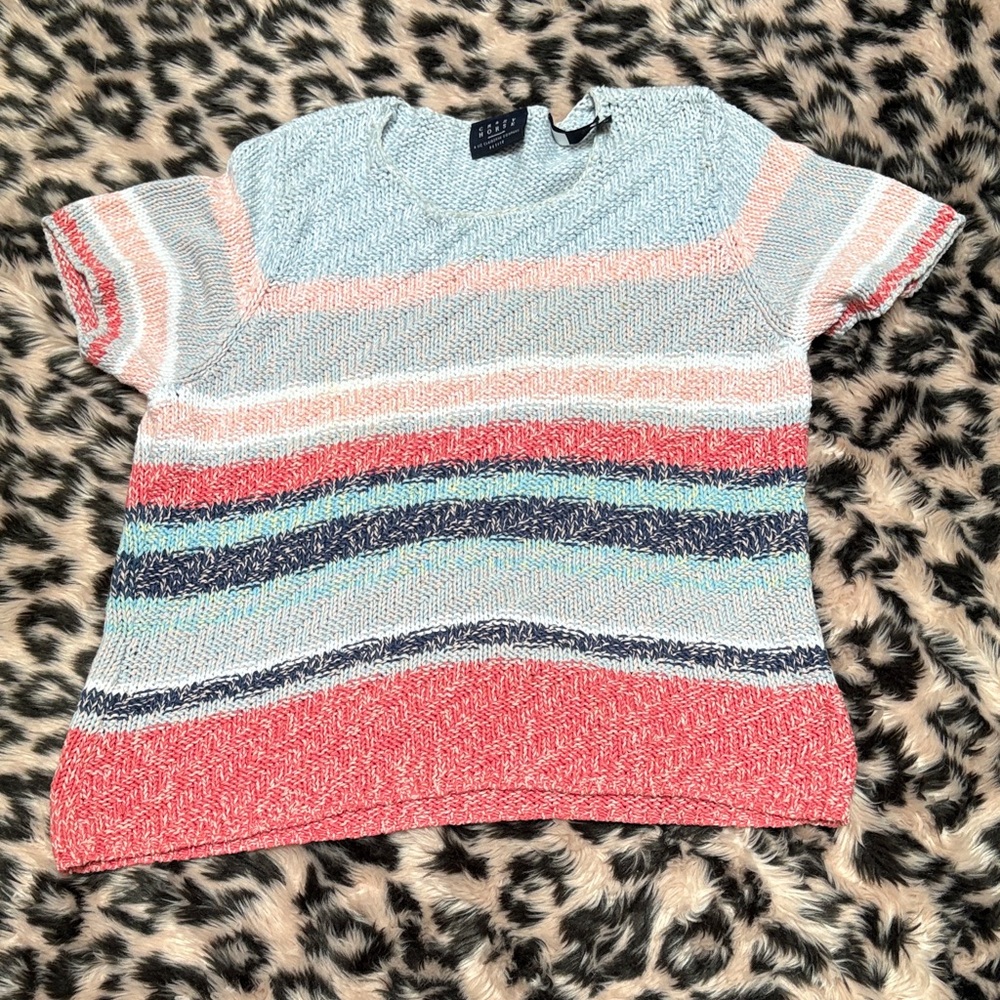 Liz Claiborne Crazy Horse Pastel Textured Striped Knit Sweater